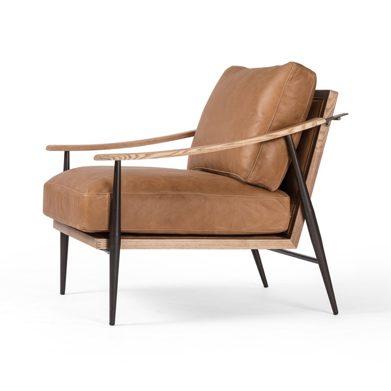 Kennedy Chair Palermo Cognac Angled View 100970-006