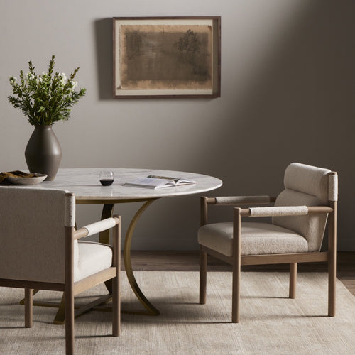 Kiano Dining Armchair Charter Oatmeal Staged View Four Hands