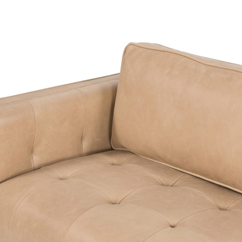 Kiera Sofa Palermo Nude Tufted Top Grain Leather Seating Four Hands