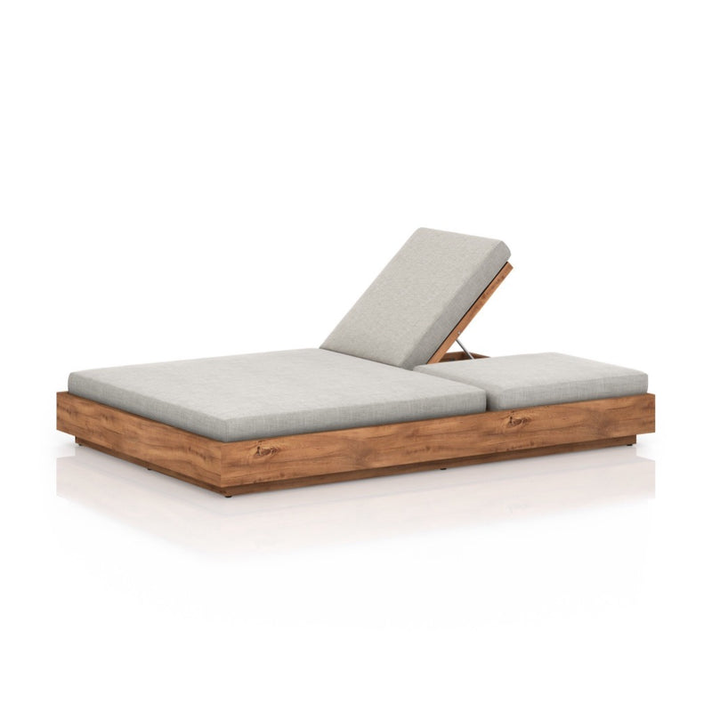 Four Hands Kinta Outdoor Double Chaise Lounge angled half back up