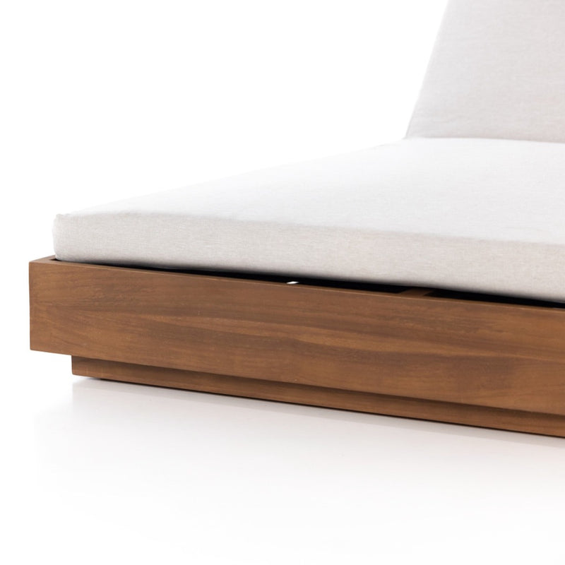 Four Hands Kinta Outdoor Double Chaise Lounge teak frame detail