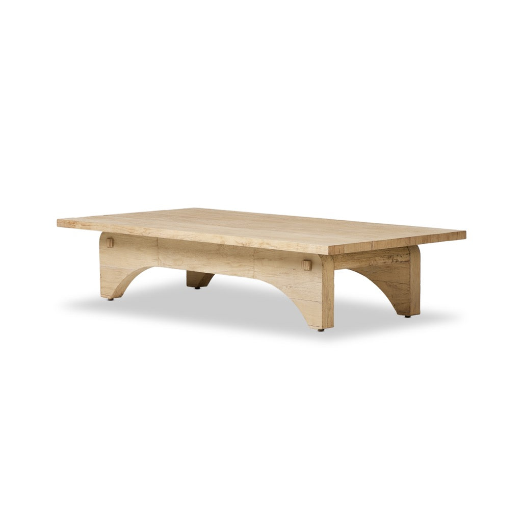 Winchester Coffee Table Bleached Alder Angled View Four Hands