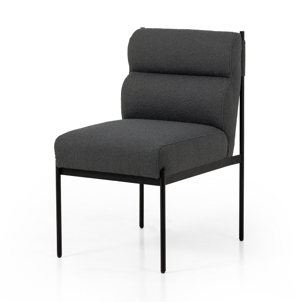 Klein Dining Chair Fiqa Boucle Slate Angled View Four Hands