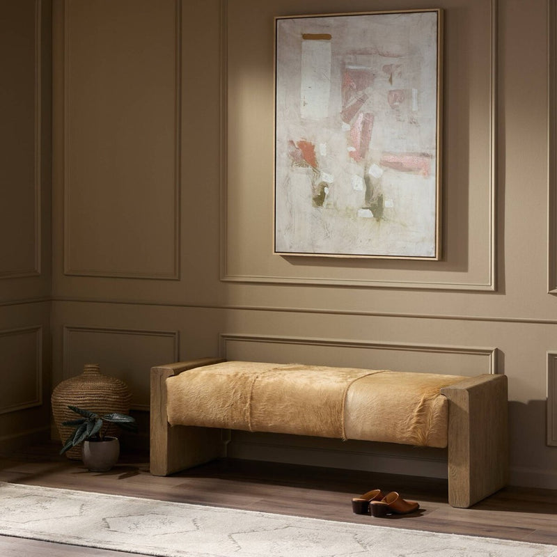 ヘヴンセント クリープ Four Hands Knox Accent Bench - Light Hair on Hide