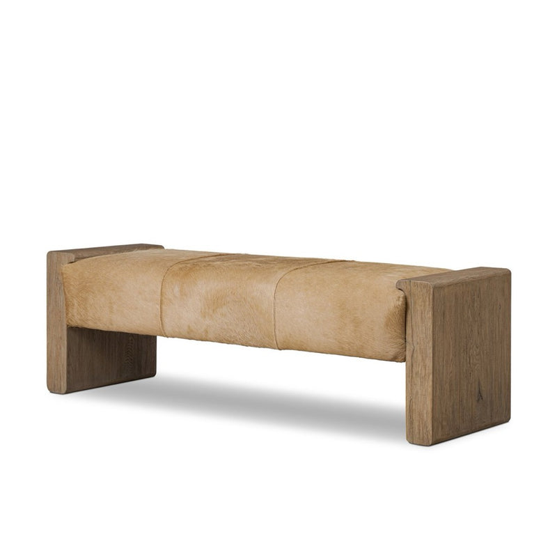 Four Hands Knox Accent Bench - Light Hair on Hide