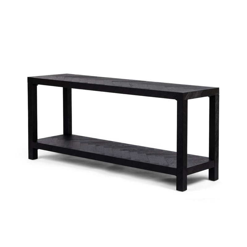 Lamar Console Table Drifted Matte Black Angled View 100568-004