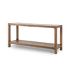 Lamar Console Table Matte Brown Veneer Angled View Four Hands