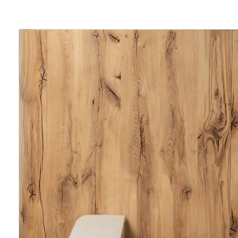 Four Hands Lara Bed Natural Reclaimed French Oak Wood Graining Headboard Detail