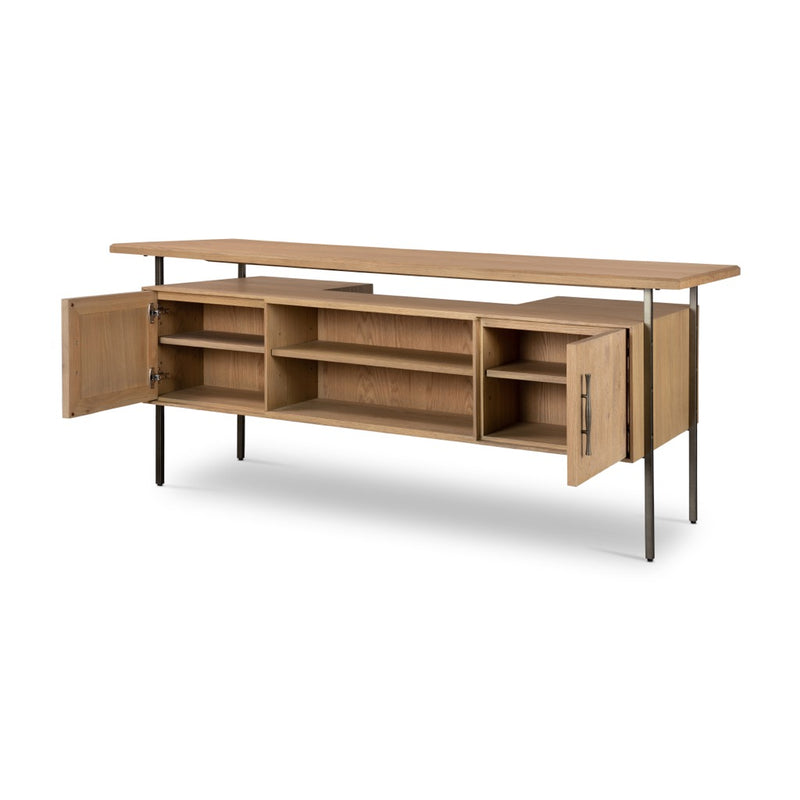 Lauren Desk Natural Solid Oak Open Cabinets 104607-002
