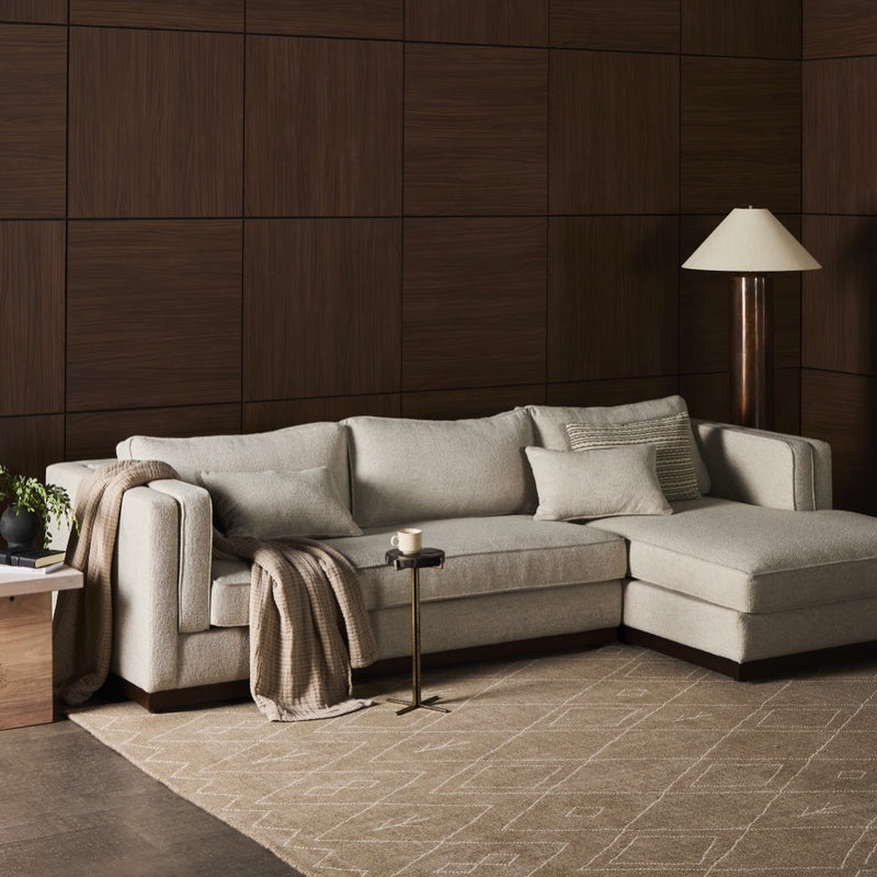 Four Hands Lawrence 2-Piece Sectional W/ Chaise staged view right arm facing