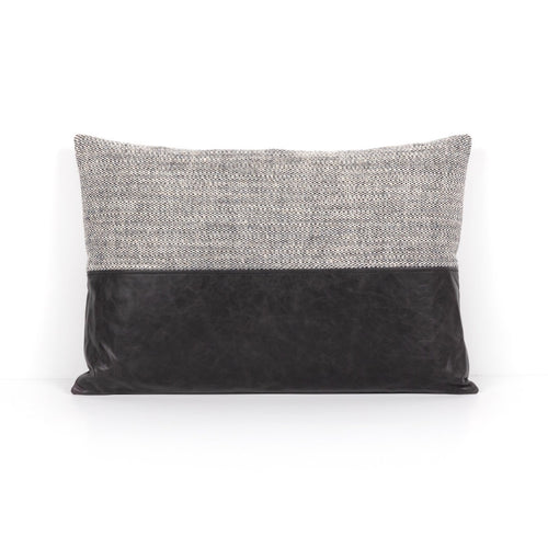 Leather & Linen Pillow Sonoma Black Back View Four Hands
