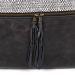 Leather & Linen Pillow Sonoma Black Zipper Leather Detail 225798-012