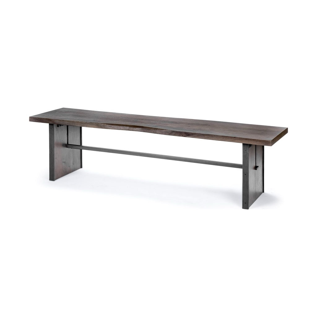 Mercana Ledger Wooden Dining Bench angled view 