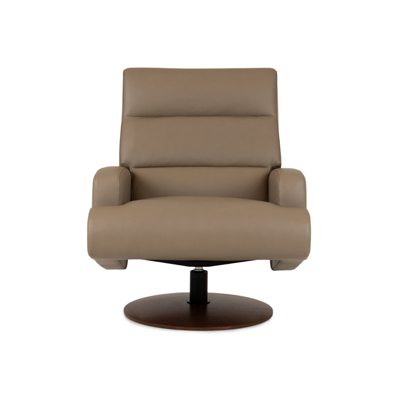 Lennox Comfort Relax Recliner Bison Champagne Front Facing View American Leather