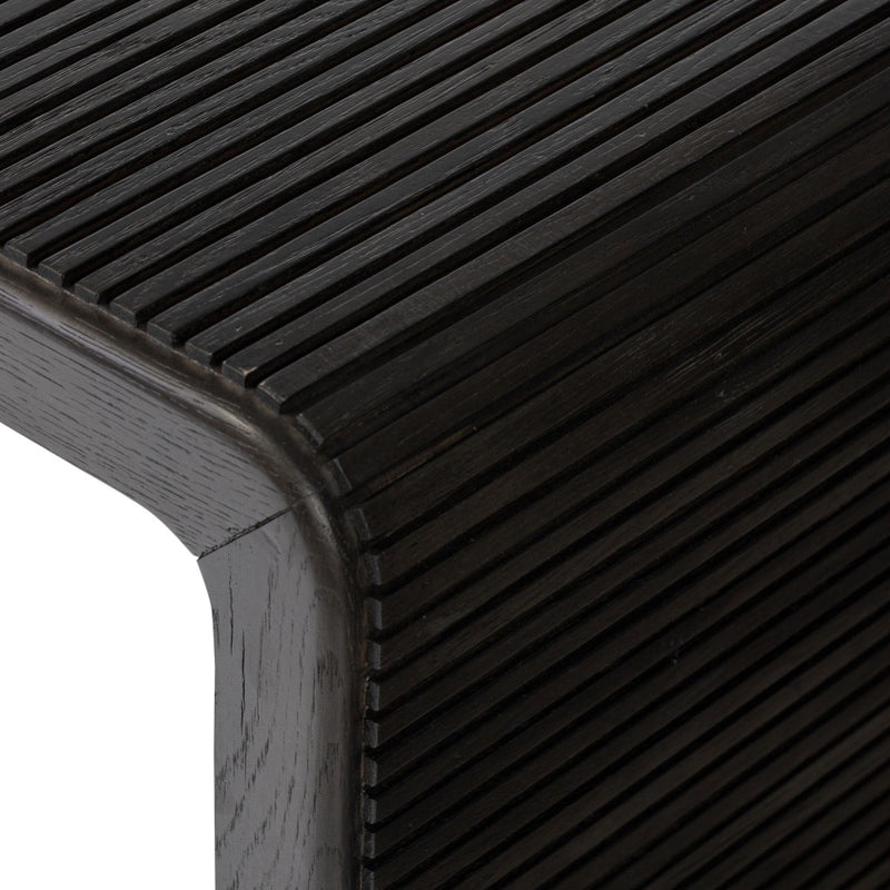 Four Hands Leo End Table curved corner view 