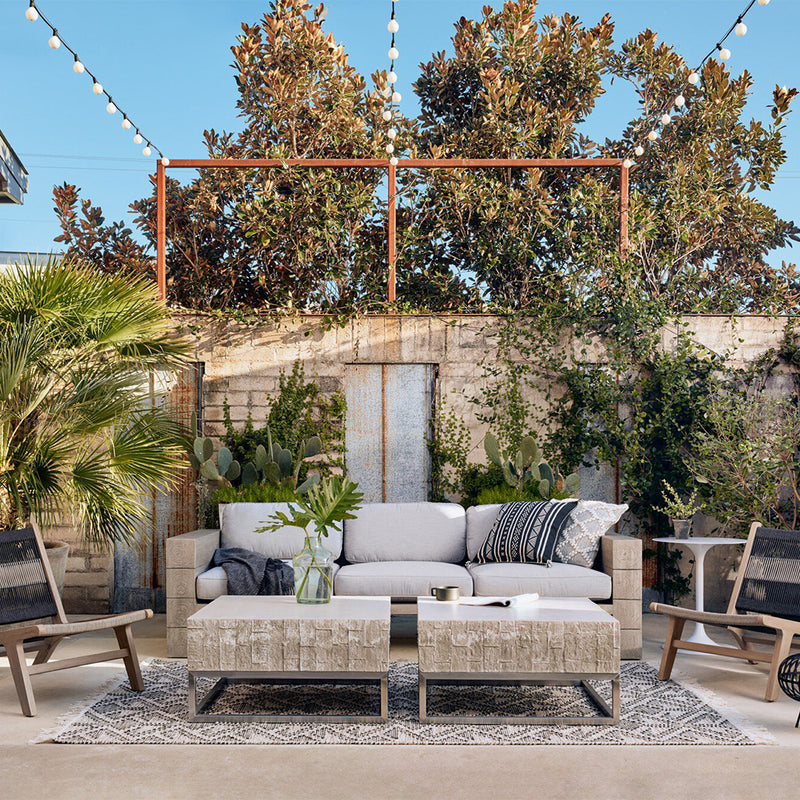 Leroy Outdoor Sofa, Washed Brown JSOL-08902K-561 staged view 