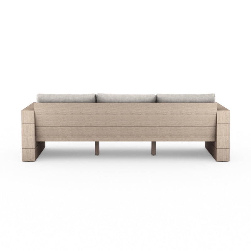 Four Hands Leroy Outdoor Sofa, Washed Brown back view 