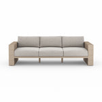 Four Hands Leroy Outdoor Sofa, Washed Brown front view 