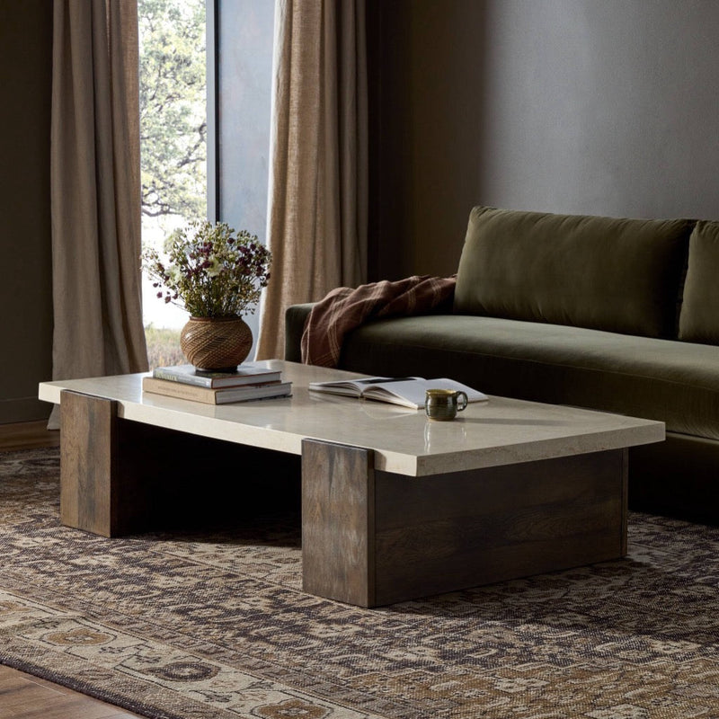 Four Hands Letta Coffee Table - Cream Marble