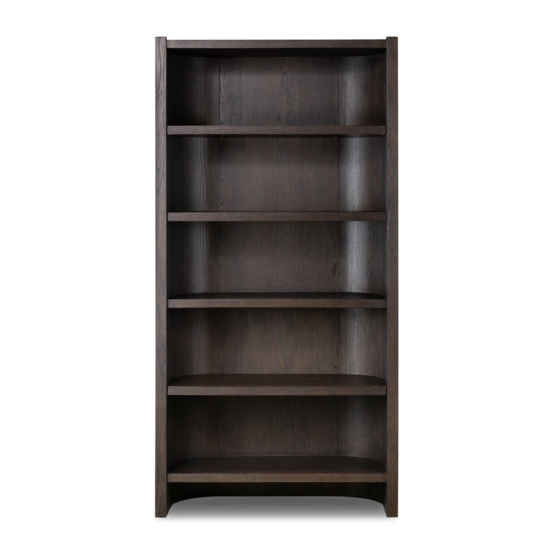 Lockhart Bookcase Rubbed Black Oak Solid Front View Four Hands