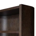 Lockhart Bookcase Rubbed Black Oak Solid Top Corner Detail Four Hands