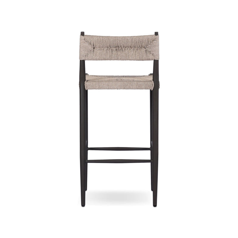 Four Hands Lomas Outdoor Metal Stool back bar height view 