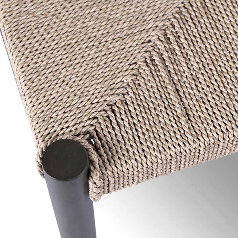 Lomas Outdoor Metal Stool 248915-002 woven seat corner view 
