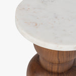 Lora Drink Table CH-1003803-IN01-FN-LV-ST-WH travertine and wood detail