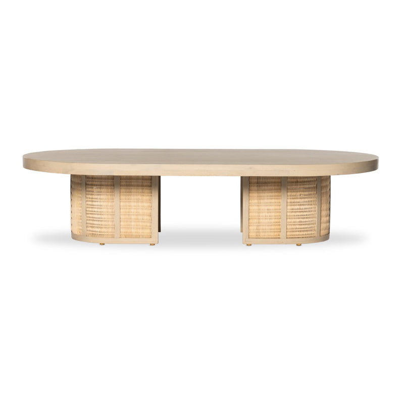 Four Hands Lucinda Cane Coffee Table Natural Mango Front Facing View
