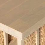 Four Hands Lucinda Cane End Table Natural Mango Top Right Corner Detail