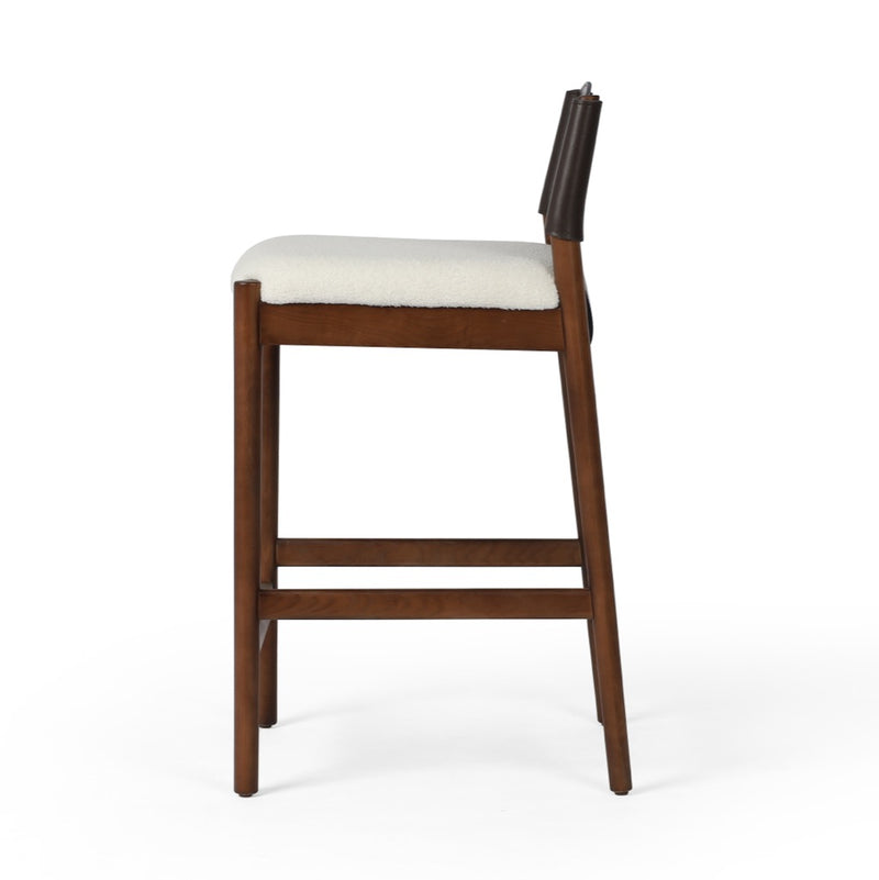 Lulu Counter Stool Espresso Leather Blend Side View Four Hands