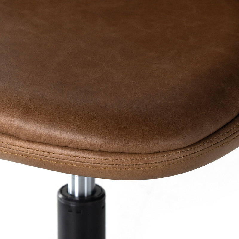 Lyka Desk Chair Sonoma Chestnut Top Grain Leather Seating Four Hands