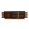 Four Hands Macklin Sideboard front view with open doors 
