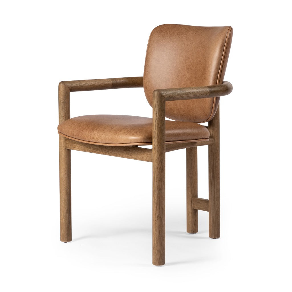 Madeira Dining Chair Chaps Saddle Angled View Four Hands