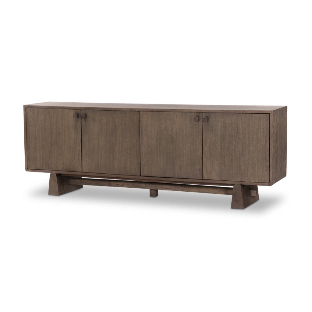 Malmo Sideboard Aged Natural Oak Angled View Four Hands