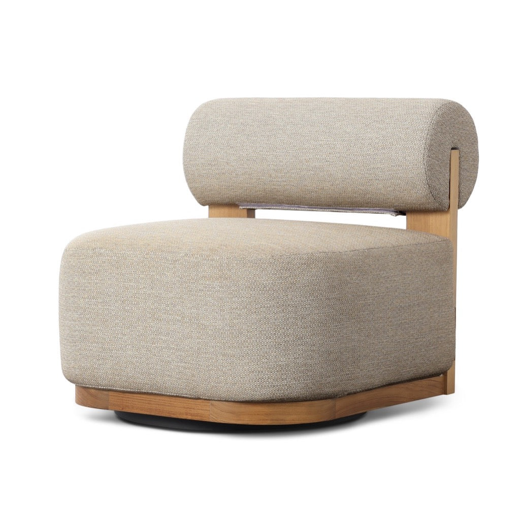Four Hands Malta Outdoor Swivel Chair angled view 