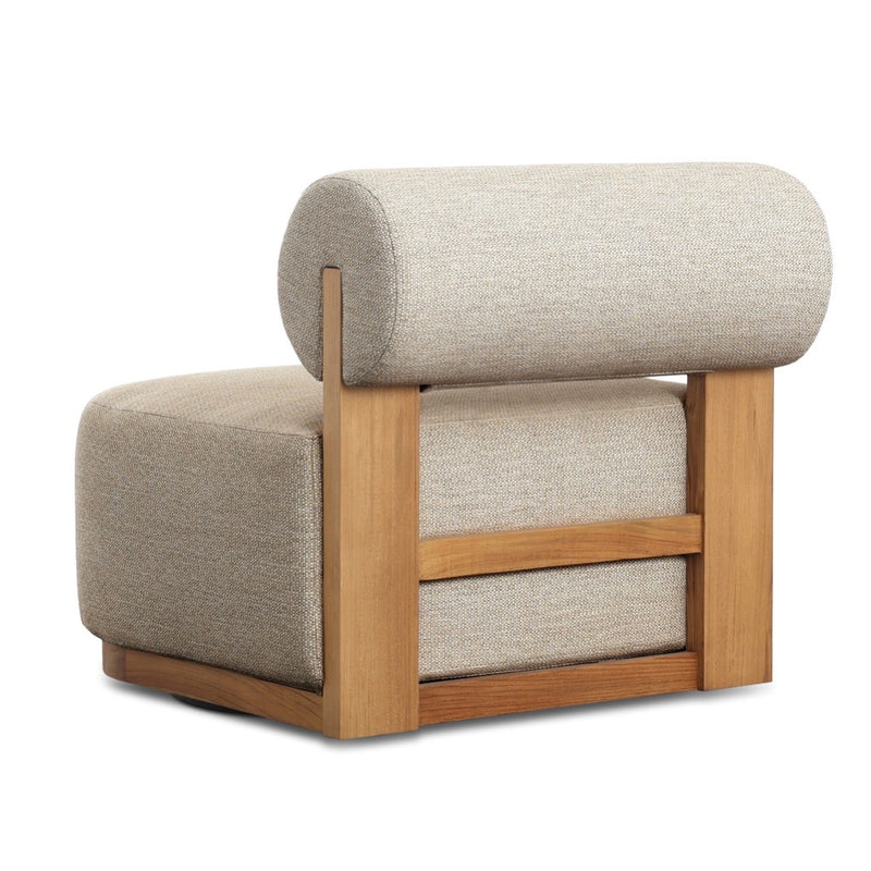 Four Hands Malta Outdoor Swivel Chair angled back view 