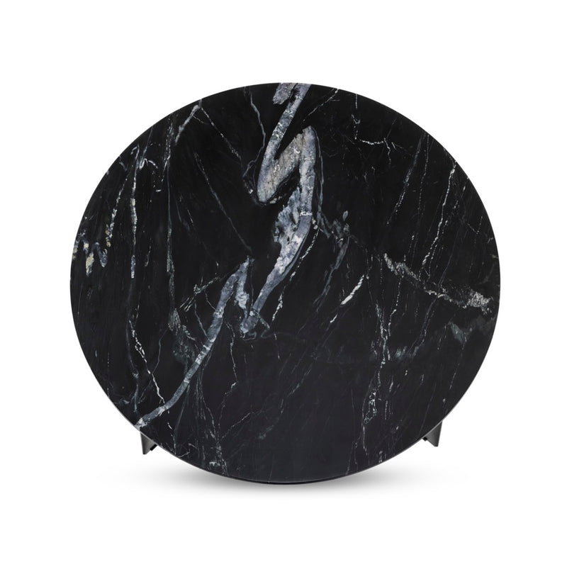 Marble Round Coffee Table with Iron Black Marble Top View Four Hands
