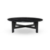 Marble Round Coffee Table with Iron Black Marble Side View Four Hands