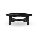 Marble Round Coffee Table with Iron Black Marble Side View Four Hands