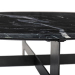 Four Hands Marble Round Coffee Table with Iron Black Marble Base Detail