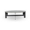 Four Hands Marble Round Coffee Table with Iron Polished White Marble Side View