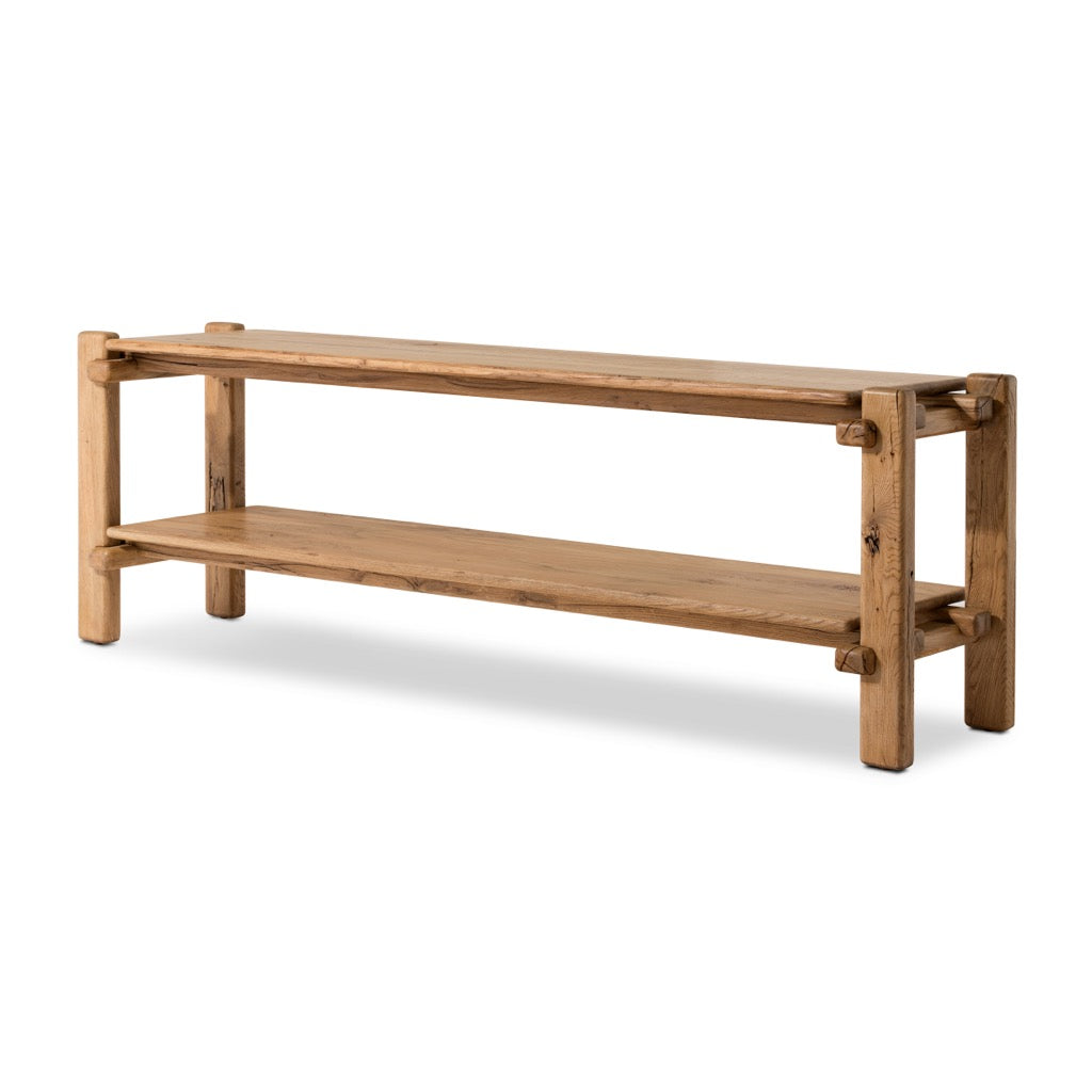 Marcia Console Table Natural Reclaimed French Oak Angled View 242153-001