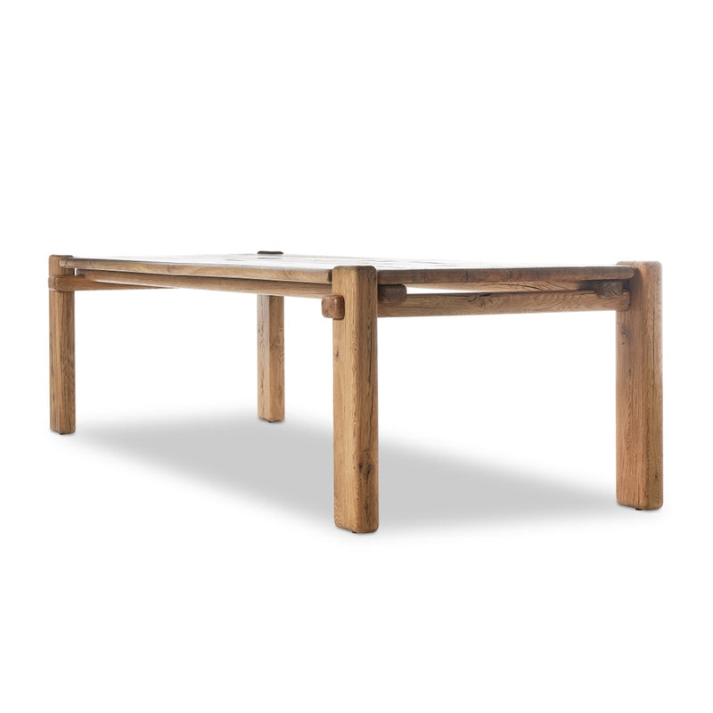 Marcia Dining Table Natural Reclaimed French Oak Angled View 242112-001