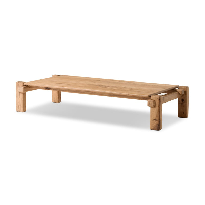 Marcia Large Coffee Table Natural Reclaimed French Oak Angled View 242145-001 Thomas Bina