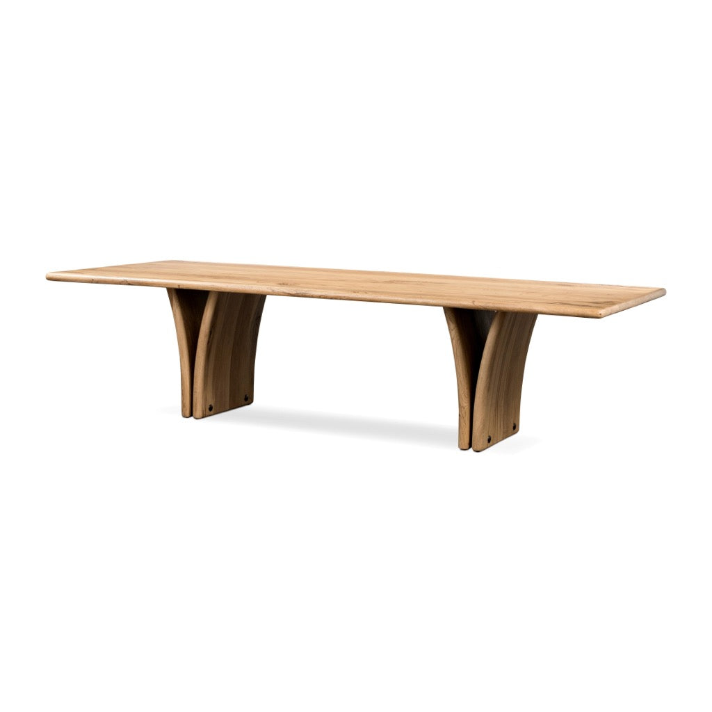 Marcon Dining Table Natural Reclaimed French Oak Angled View Four Hands