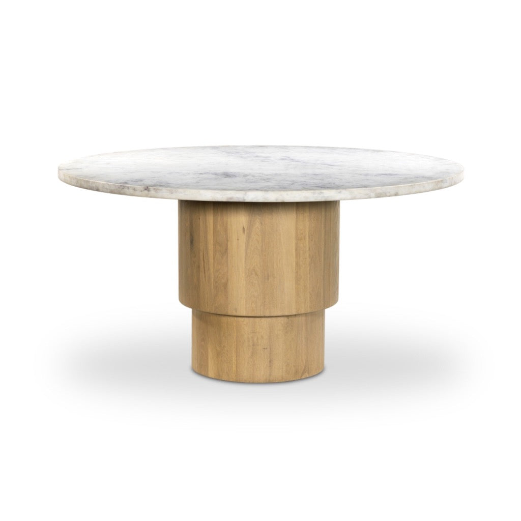 Mariah Round Dining Table White Marble Front Facing View 234754-003