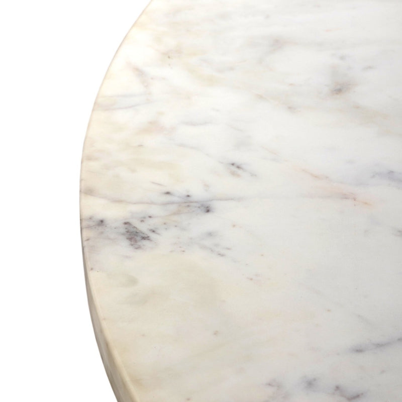 Mariah Round Dining Table White Marble Rounded Edge Detail Four Hands