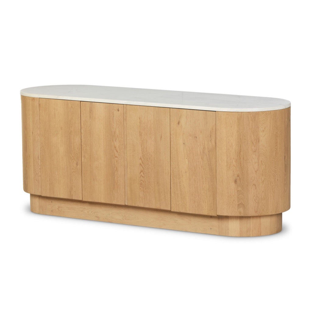 Mariah Sideboard Light Blonde Oak Angled View Four Hands