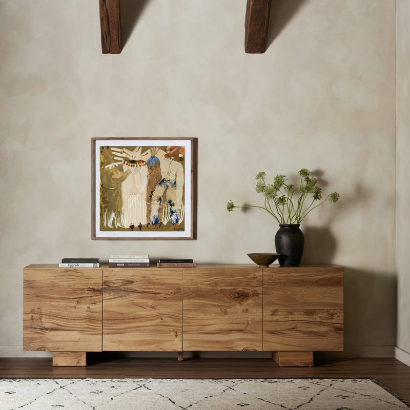 Mariana Sideboard Natural Reclaimed French Oak Staged View Four Hands